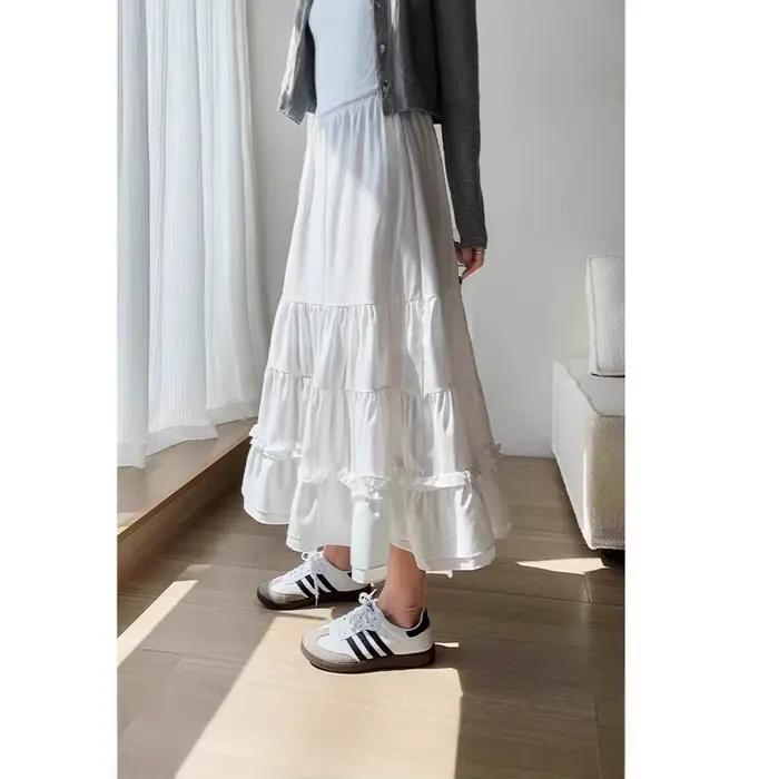Jupe mini blanche taille haute coupe trapèze pour femme