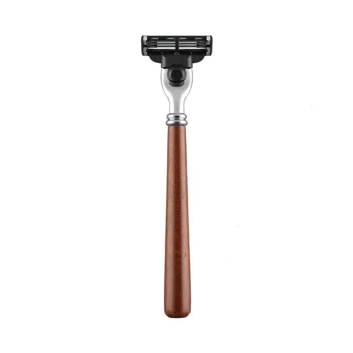 Poignées de rasoir manuelles à long manche en bois pour hommes pour lames de rasoir Mach 3, support de lame de rasoir remplaçable