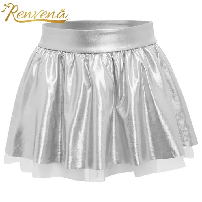 Jupe tutu métallique à taille élastique pour filles