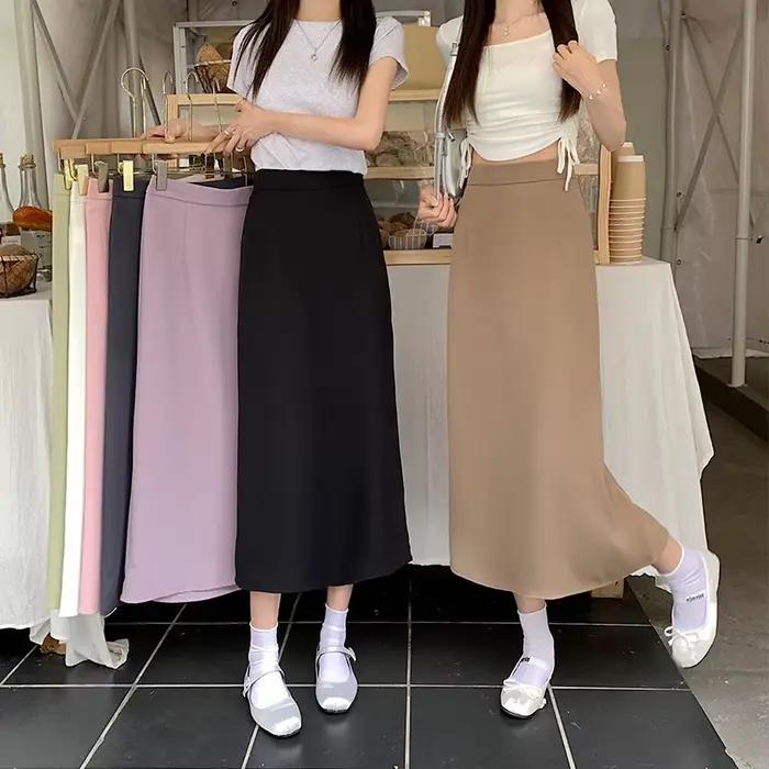 Jupe midi taille haute évasée pour femmes grandes tailles