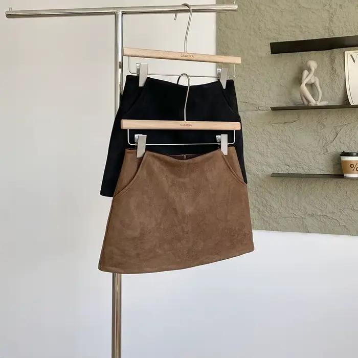 Jupe marron pour femme, nouvelle collection automne-hiver, taille basse, coupe trapèze, anti-transparence, courte
