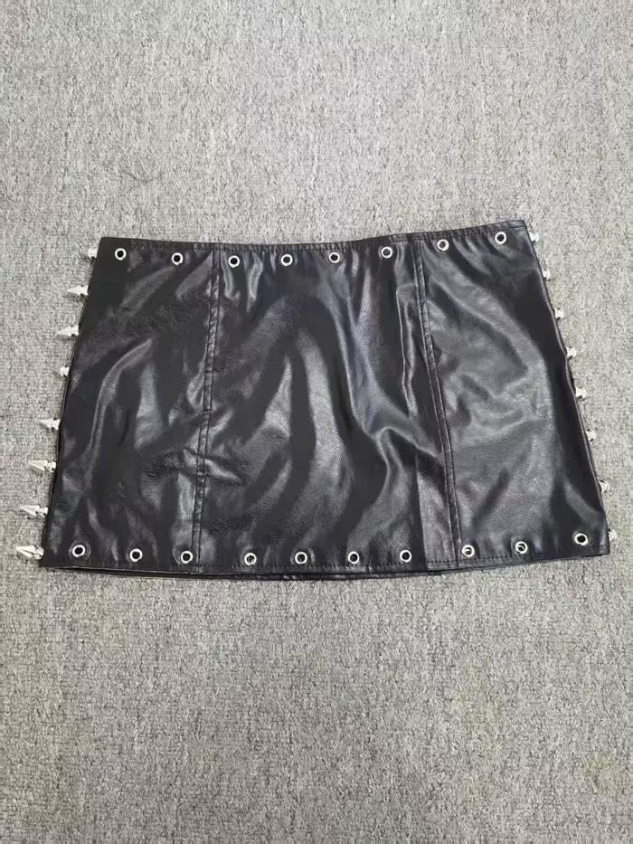 Mini jupe en cuir Punk Rock pour femmes