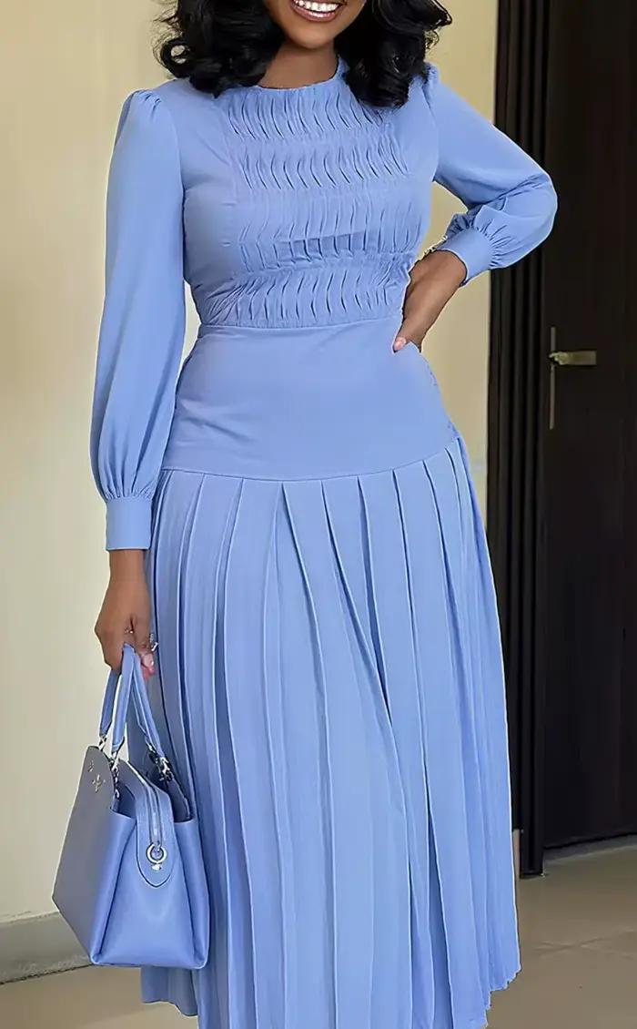 Robe mi-longue bleu clair pour femmes