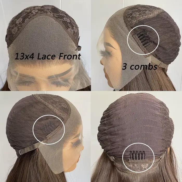 Perruque Lace Front Wig synthétique lisse et soyeuse à reflets blonds, mélange de couleurs 13x4, cheveux synthétiques résistants à la chaleur pour femmes, usage quotidien