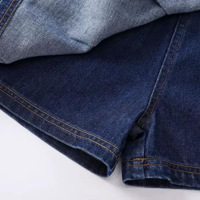 Jupe-short en jean plissée pour filles
