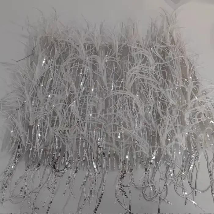 Mini jupe transparente en vraie plume, envelopper la poitrine, deux façons de porter, vêtements à taille élastique, jupe courte de fête, haut tubulaire