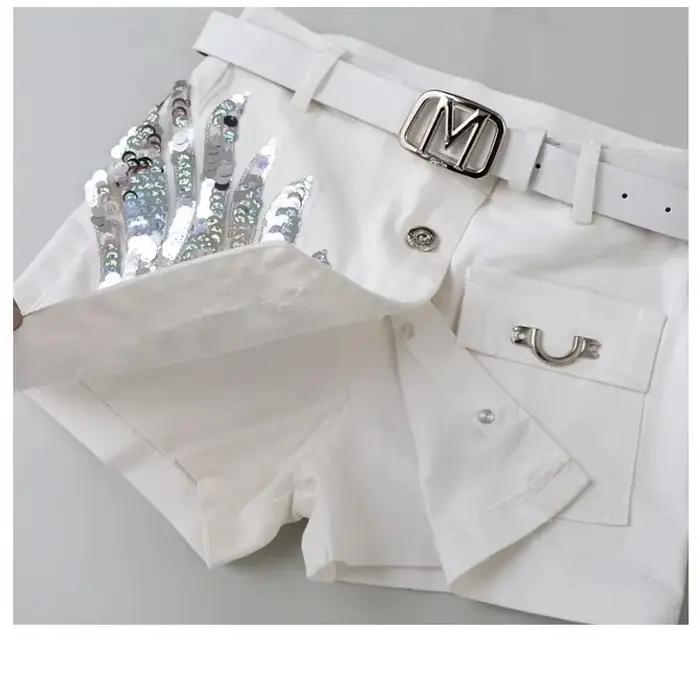 Jupe Courte en Jean à Paillettes Tendance Femme Printemps/Été 2026 Nouvelle Collection Coréenne Taille Haute Slim Irrégulière Sexy Hot Pants Blanc Noir Décontractée