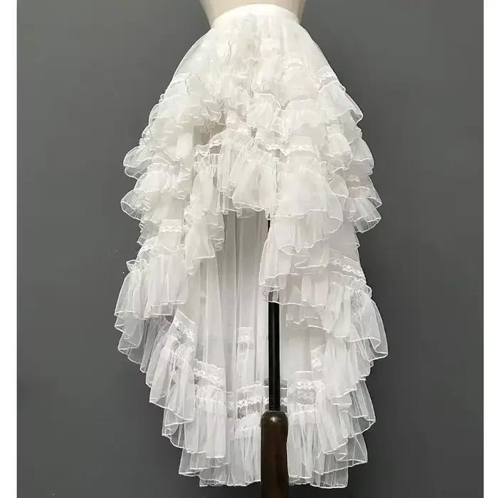 Gothique Lolita Layered Sweet Princess Mesh High Low Ruffled Underskirt, Women