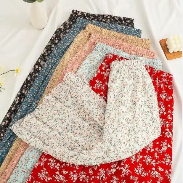 Femme jupe 2025 été nouveau coréen Ins mode tempérament doux Vintage Floral mince polyvalent taille haute