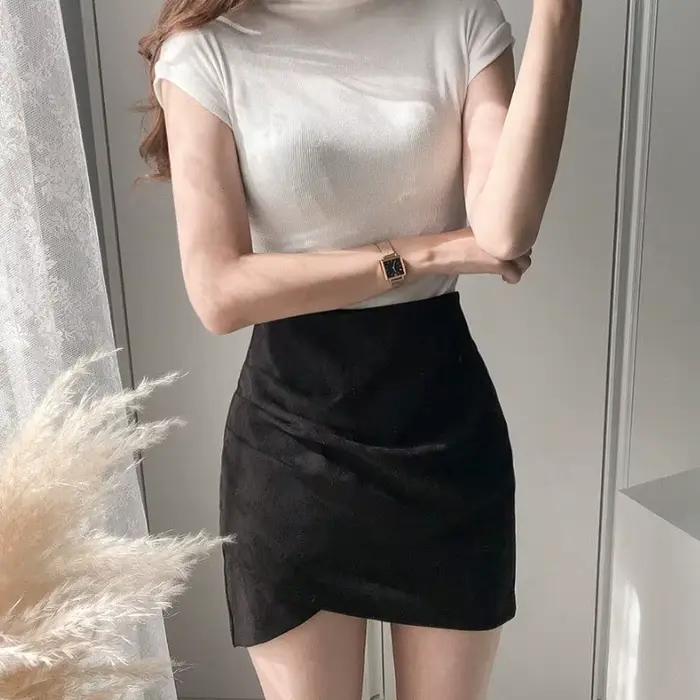 Mini jupe en daim pour femme
