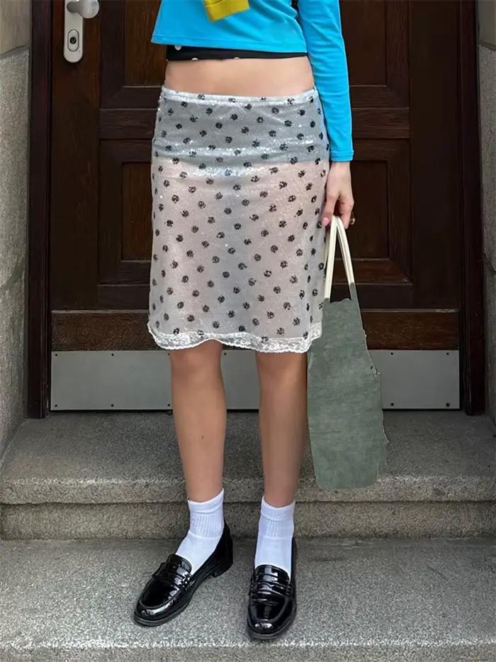 Jupes mi-longues à paillettes pour femmes