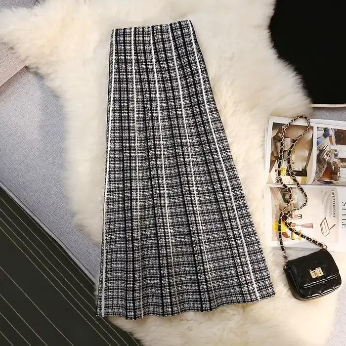 Jupe trapèze taille haute rétro pour femme