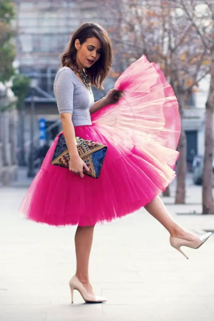Jupes Tutu Fuchsia multicouche en Tulle