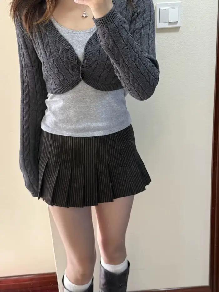 Mini jupe rayée Sexy taille basse pour femmes