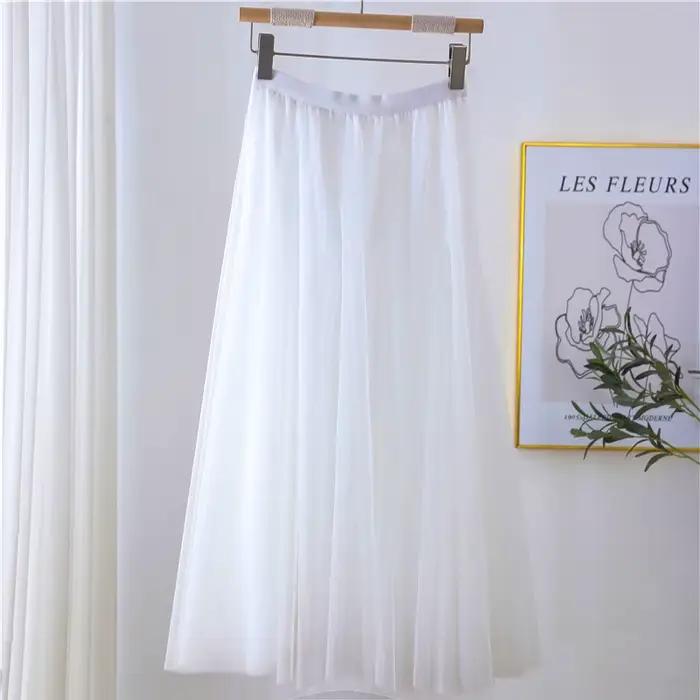 Jupe longue évasée plissée taille haute pour femme