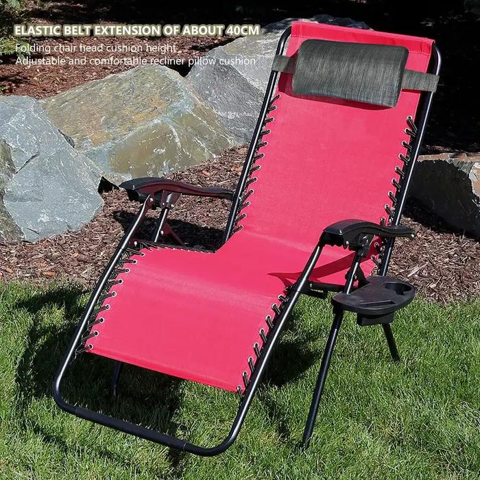 Coussin de chaise longue de jardin, oreiller de cou, appui-tête pour chaise inclinable, coussin de chaise de plage, coussin de chaise longue de camping et de terrasse, sangle réglable, pour la pause d