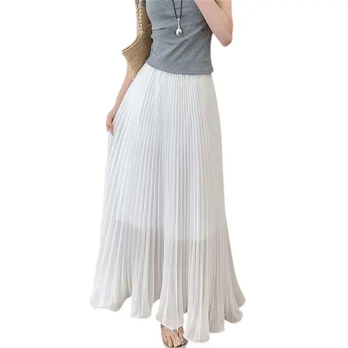 ALPHALMODA 2026, Jupe polyvalente en mousseline drapée à grand ourlet, pour femme, nouvelle collection printemps-été, jupe plissée, jupe longue