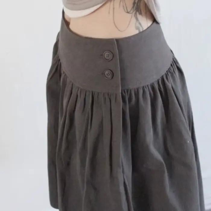 Matakawa Y2k bourgeon jupes femmes solide mode coréenne Vintage a-ligne Faldas Mujer printemps été Streetwear jupe longue