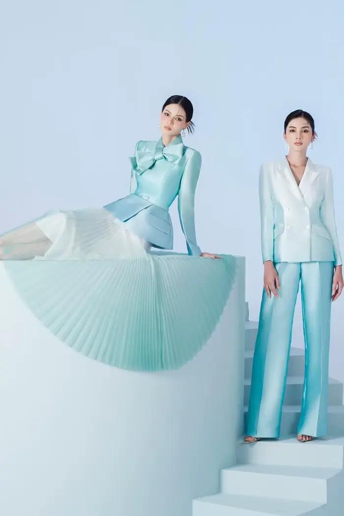 Robe de soirée en satin et tulle bleu clair pour femme, manches longues, vêtements formels, 2 pièces, haute couture, nouveau