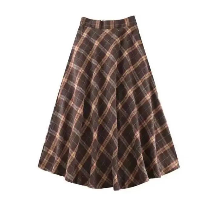 Jupe à carreaux rétro taille haute