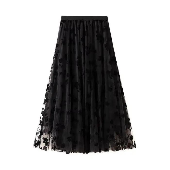 Jupe plissée ZOKI en polyester à motifs floraux pour femmes, jupe mi-longue décontractée pour bureau et soirées, été, nouveau modèle
