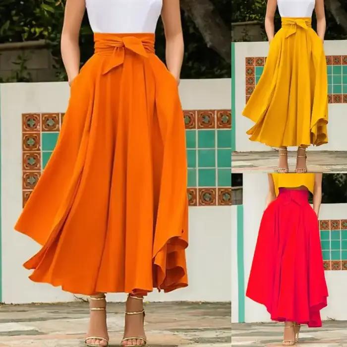 Jupes Maxi Plissées Vintage pour Femme