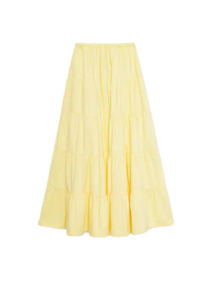 Jupe longue à panneaux jaune beurre pour femmes