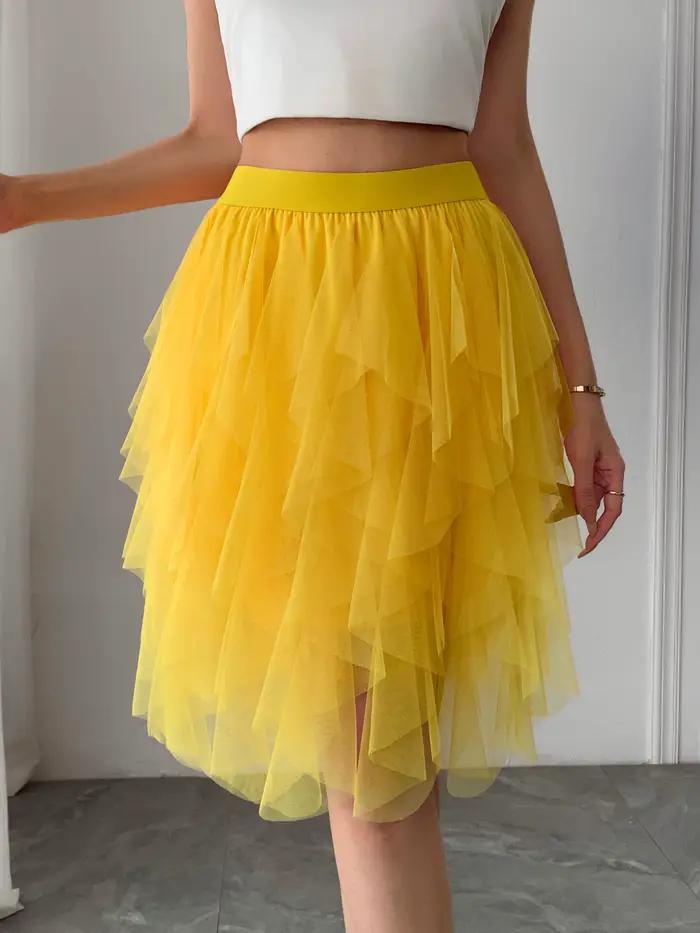 Jupe mi-longue en mousseline de soie pour femme