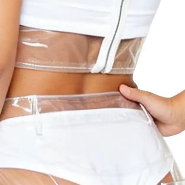 Jupe crayon transparente en PVC pour femme