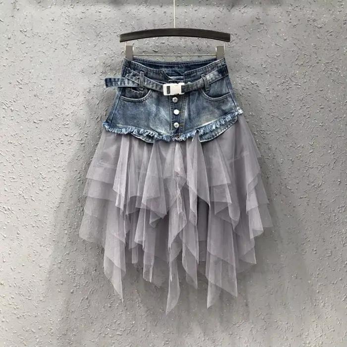 Jupe en jean taille haute pour femme