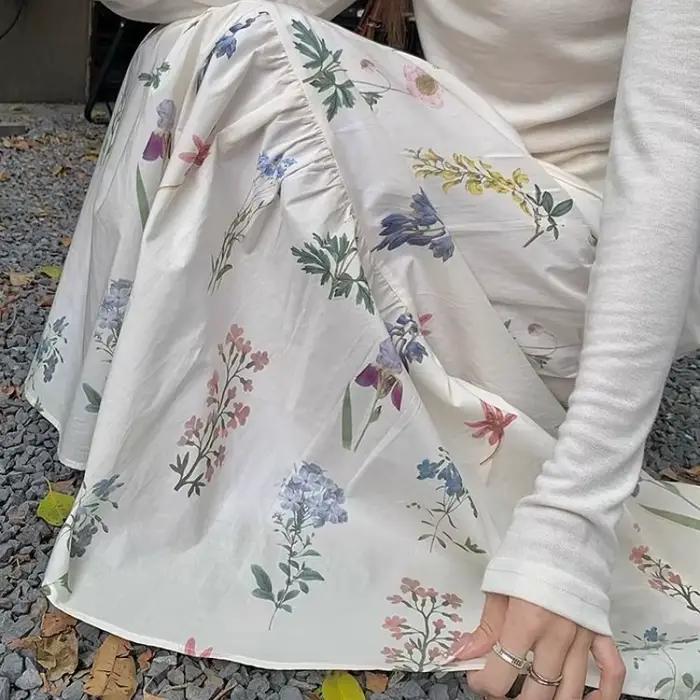 Jupe trapèze florale décontractée pour femmes