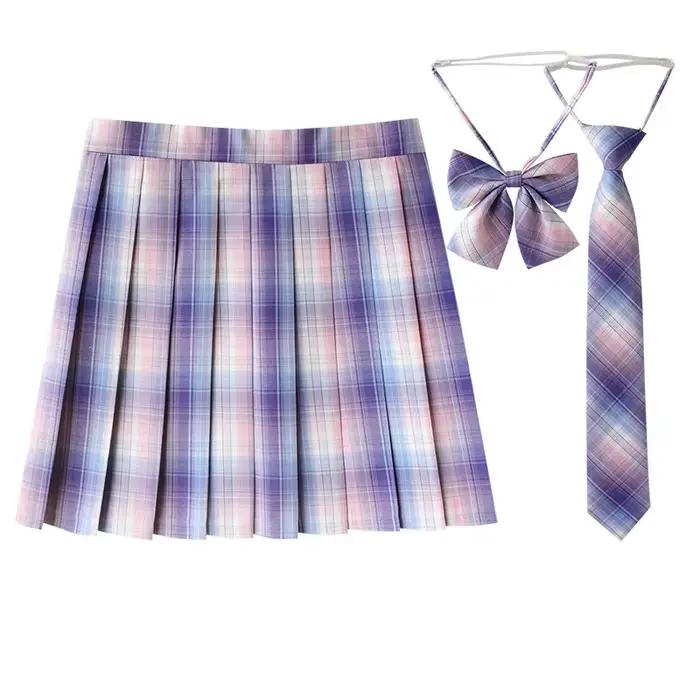 Jupes à carreaux taille réglable femmes été école japonaise jupes plissées taille haute Kawaii Jupe mignonne uniforme Harajuku Jupe