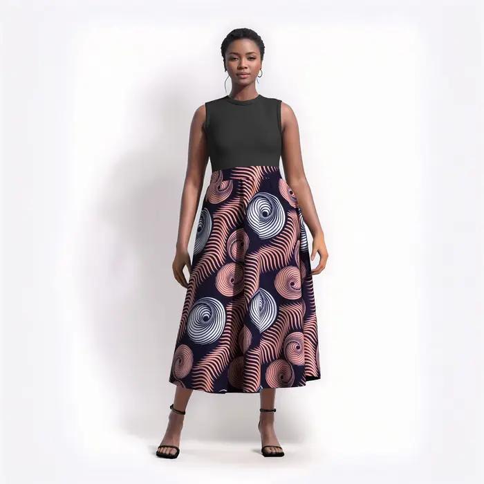 Femme longue Maxi jupe pour femmes africain Dashiki imprimé taille haute jupe dames casual traditionnel Ankara jupe WY820