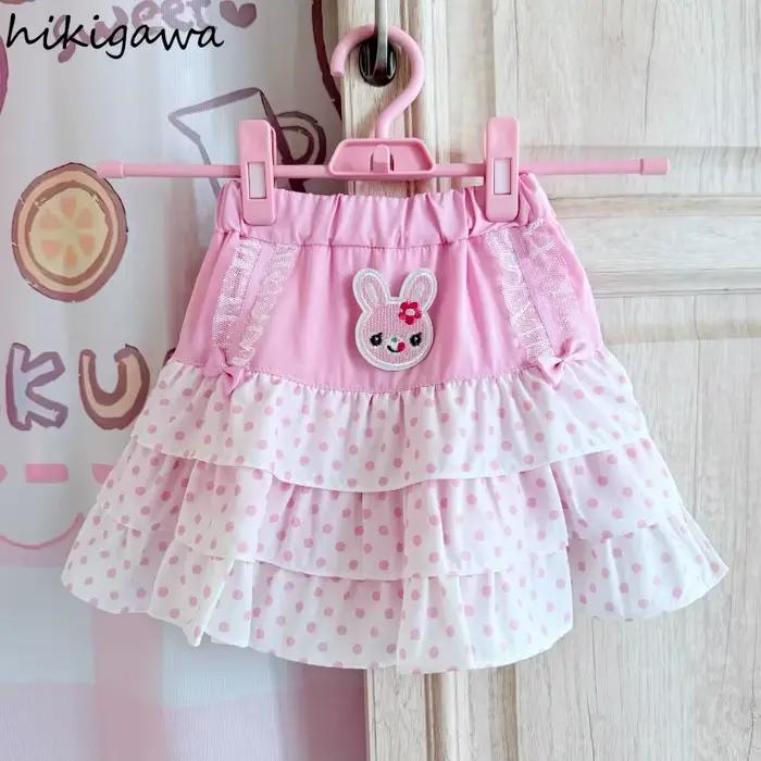 Jupe japonaise été jupes douces pour femmes 2025 Faldas Mujer De Moda lapin broderie mignon Saia Chic à pois Mini