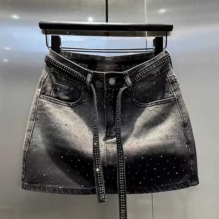 Mini-jupe en jean rétro oversize pour femme
