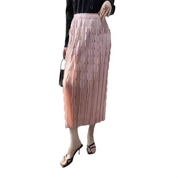 Demi-jupe plissée pour femmes, décoration stéréoscopique, confortable, décontractée, mode, solide, conception de documents, automne, nouveau, 2024