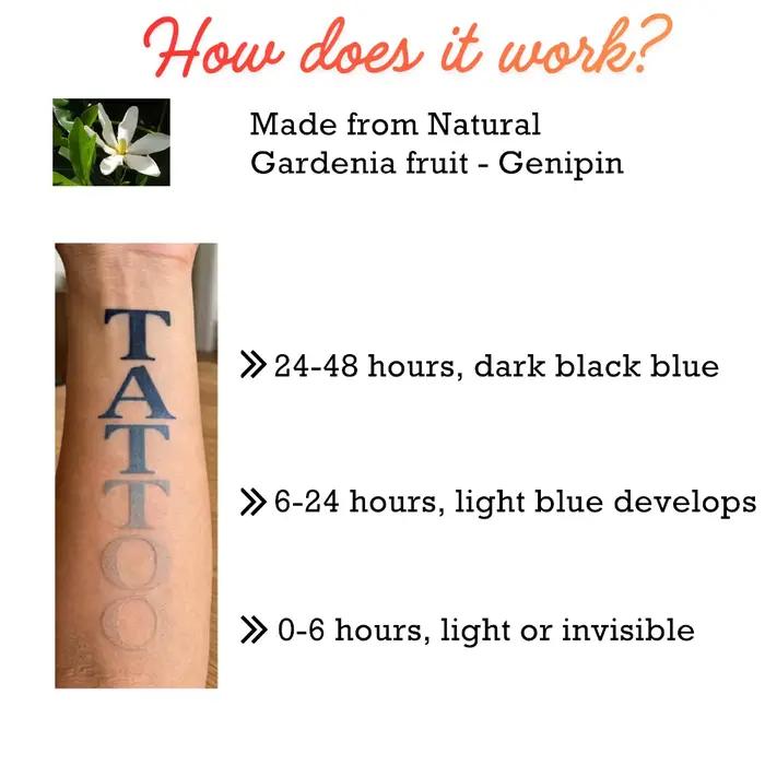 Tatouage semi-permanent personnalisé, tatouage à l'extrait de plantes bleu-noir effet réaliste, art corporel cosplay, tatouages temporaires longue durée 2 semaines