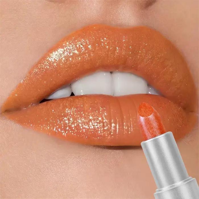 1PC Rouge à lèvres nacré scintillant, brillance éclatante, effet métallique, brillant à lèvres longue durée, texture brillante, maquillage pour soirée et rendez-vous