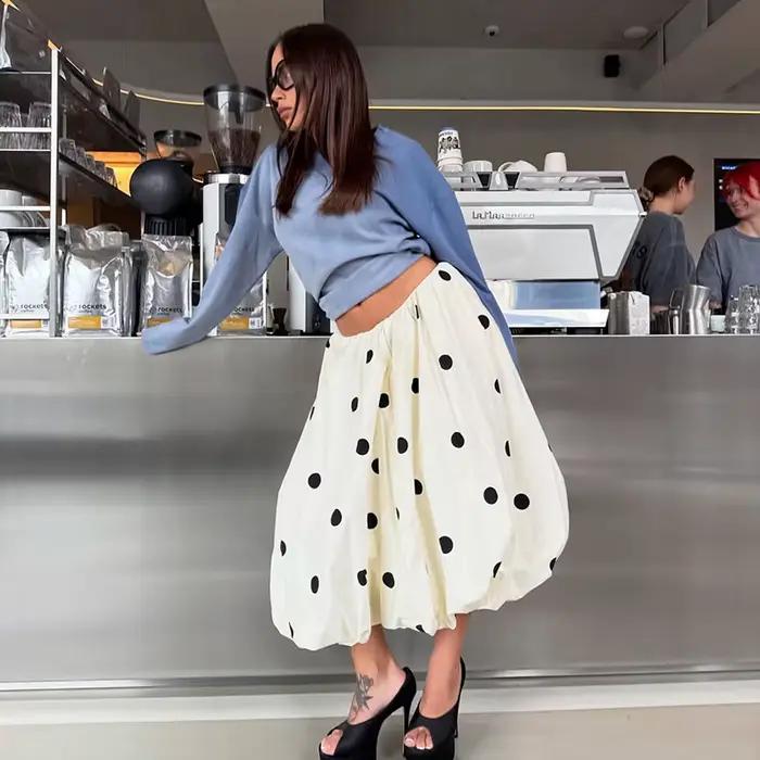 Jupe longue à pois pour femme