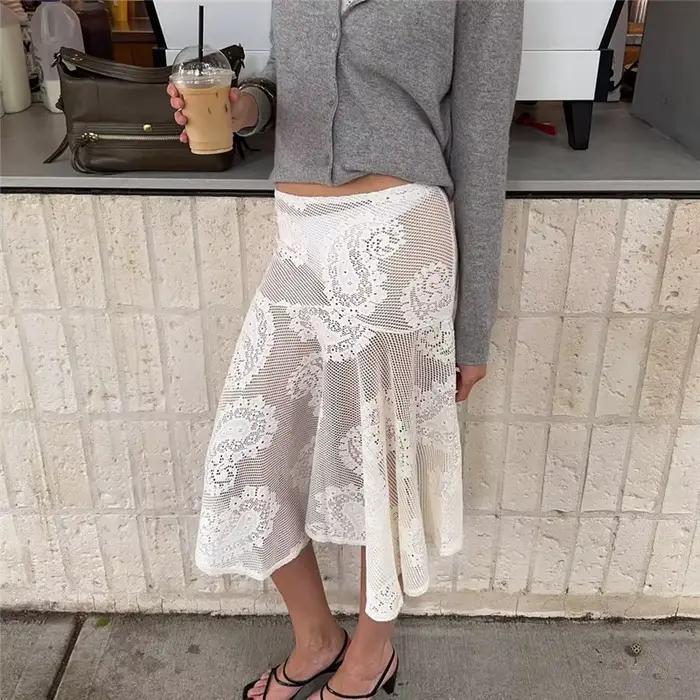 Jupe midi en dentelle Paisley pour femme