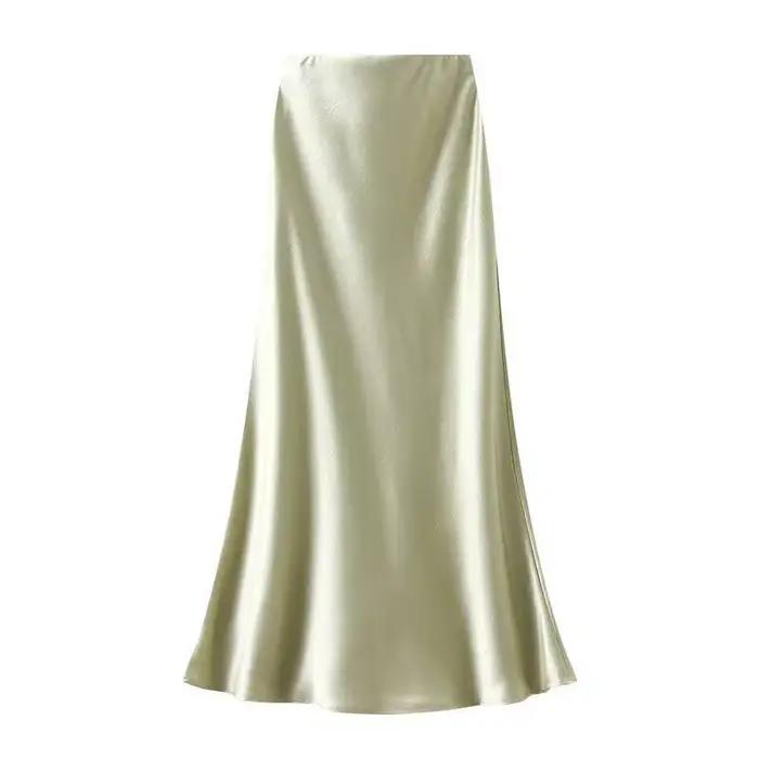 Jupe longue en Satin pour femmes