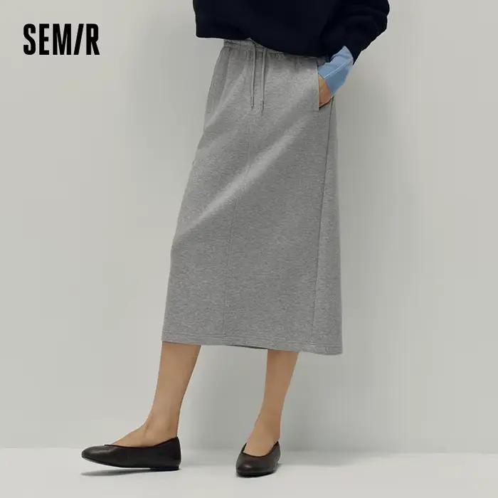 Jupe longue droite en maille pour femme Semir