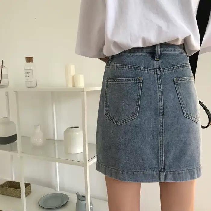 Jupe en jean taille haute A-Line pour femmes, été, printemps, 2024
