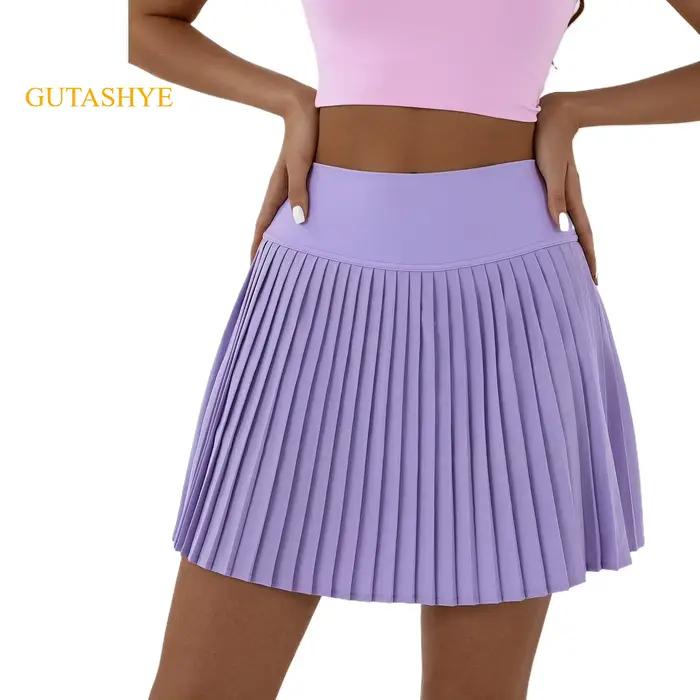 Jupe-short plissée taille haute pour femme