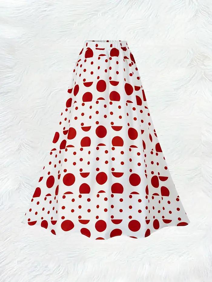 Jupe à pois rouge et blanc pour femme