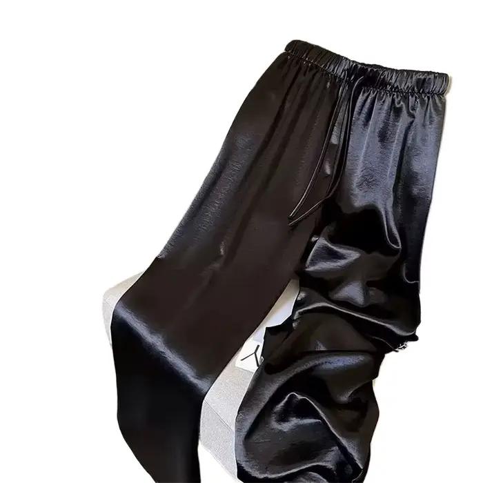 Mode coréenne taille haute mince jambe large femmes été bureau dame couleur unie droite tout-match pantalons