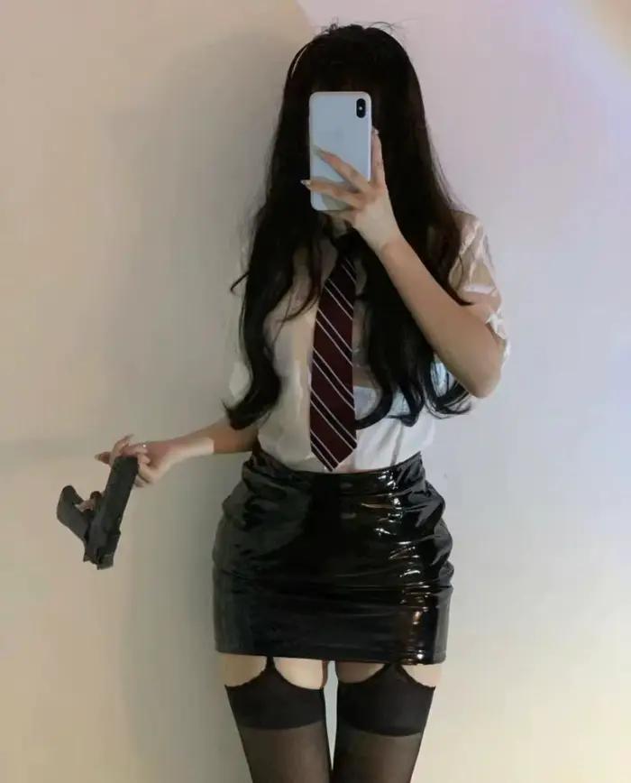 Mini-jupe en cuir noir taille haute pour femmes Sexy moulante en PU réfléchissant Style coréen