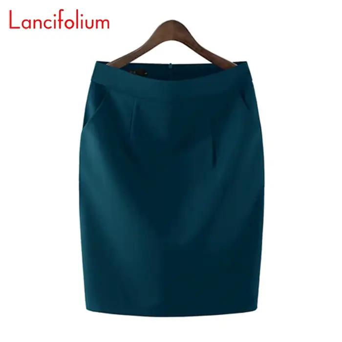 Genou longueur travail bureau taille haute jupe femmes été Vintage formel OL