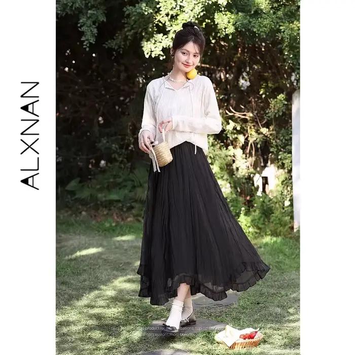 Jupe longue noire d'été pour femme ALXNAN