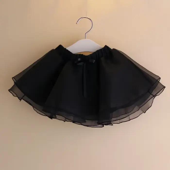 Jupe tutu courte en tulle rose pour filles, avec nœud, bouffante, princesse, pour ballet